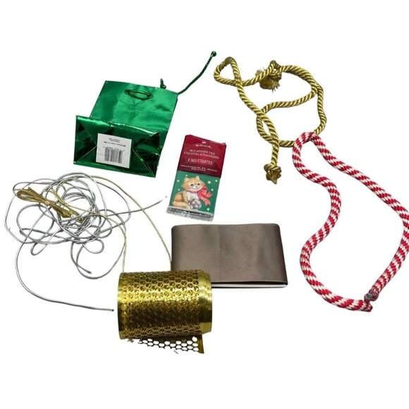 Christmas variety wrapping pack ribbons bag present tags rope gold green READ - Picture 1 of 8